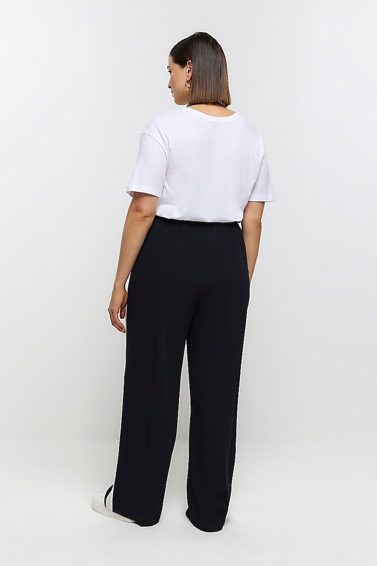 River Island Black Curve Tailored Side Stripe Wide Leg Joggers - Image 2 of 6