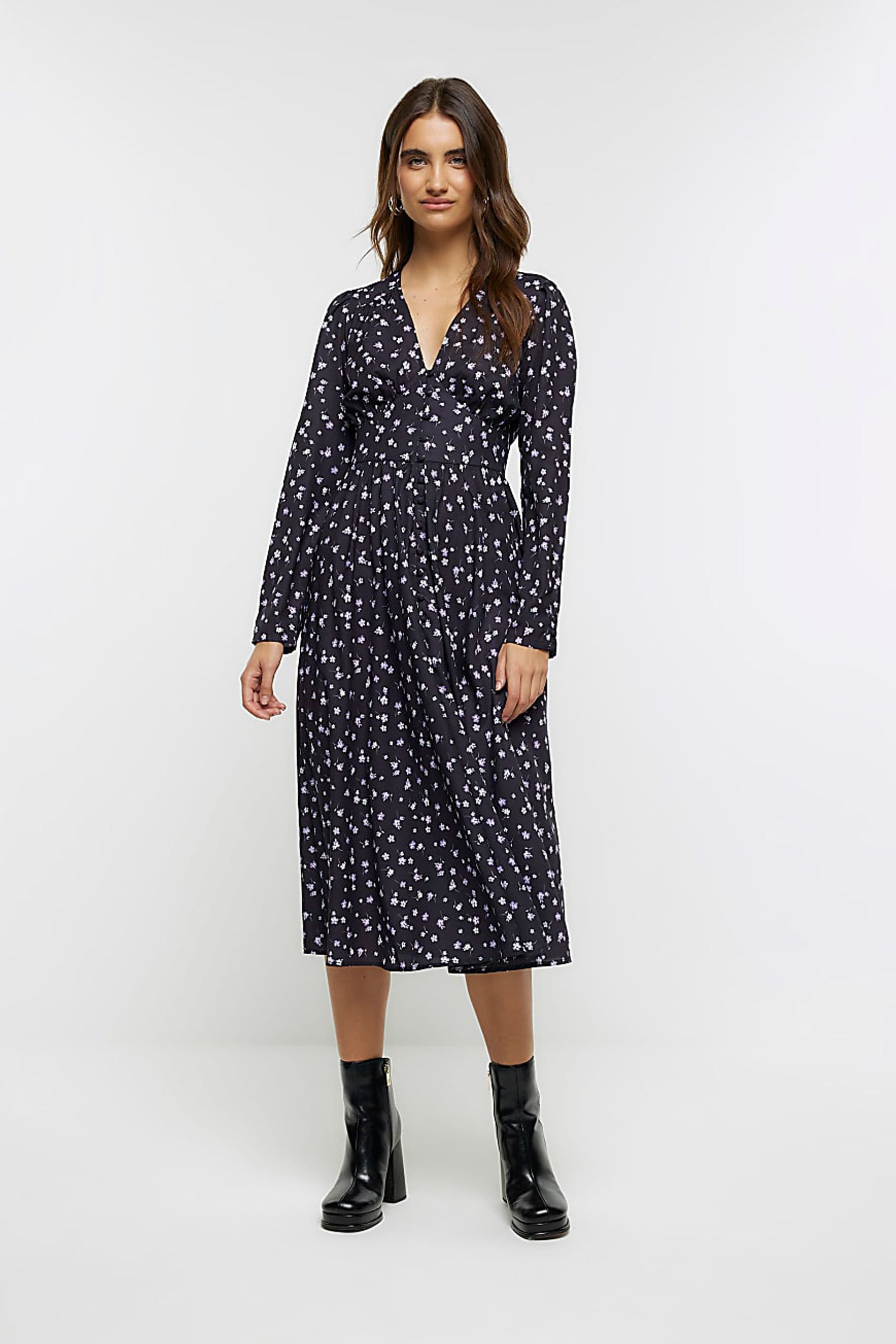 River island black linen dress 2025