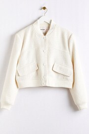 River Island Cream Boucle Tailored Bomber Jacket - Image 6 of 6