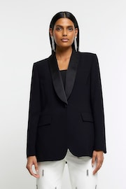 River Island Black Shawl Collar Tux Blazer - Image 1 of 6