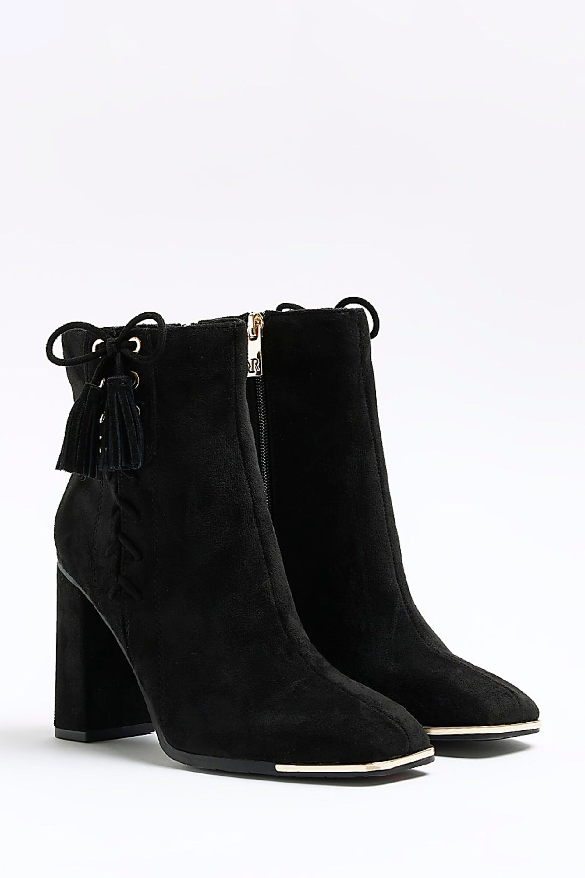 River Island Black Lace Up Corset Boots - Image 2 of 6