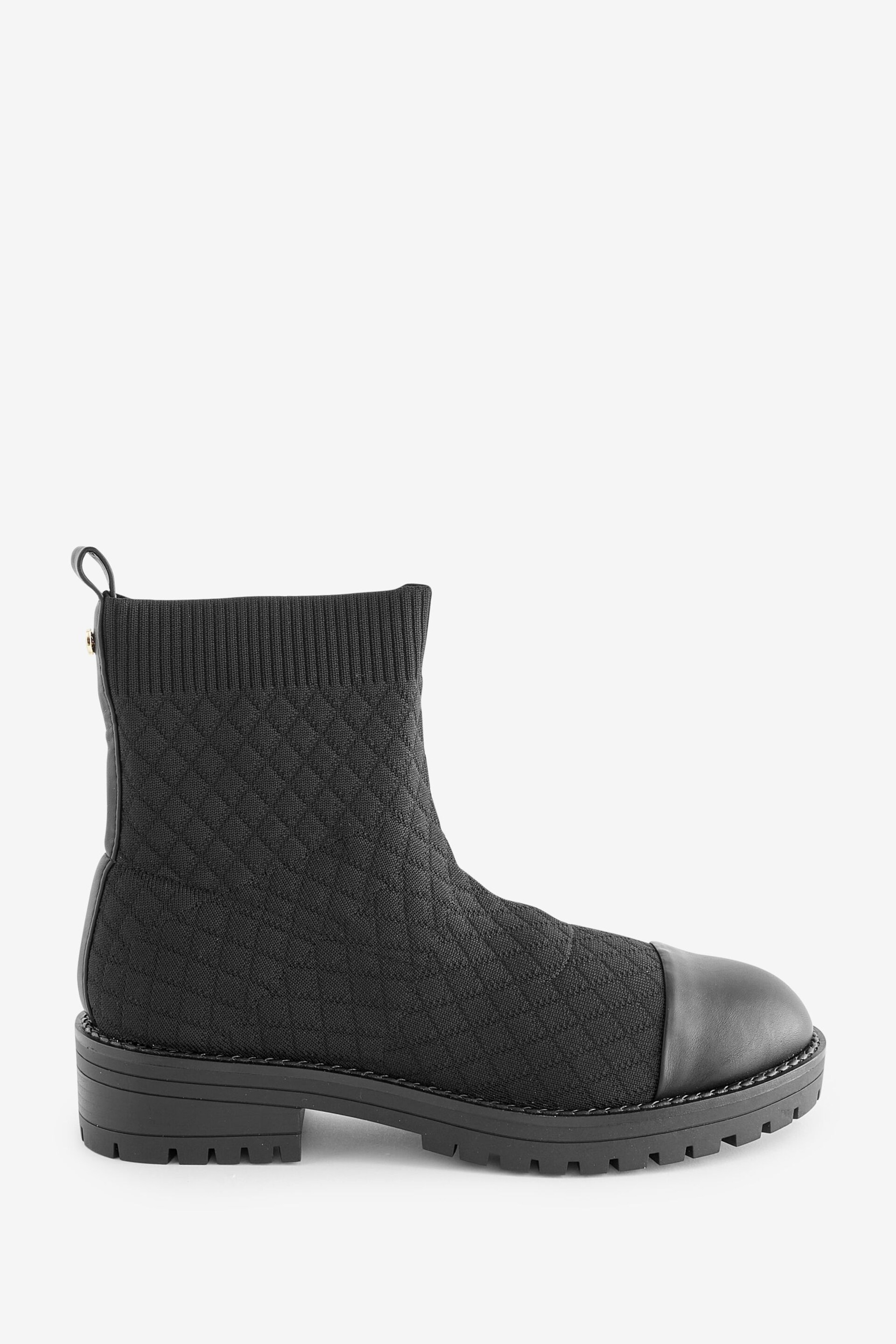 River Island Black Wide Fit Quilted Sock Boots - Image 1 of 1