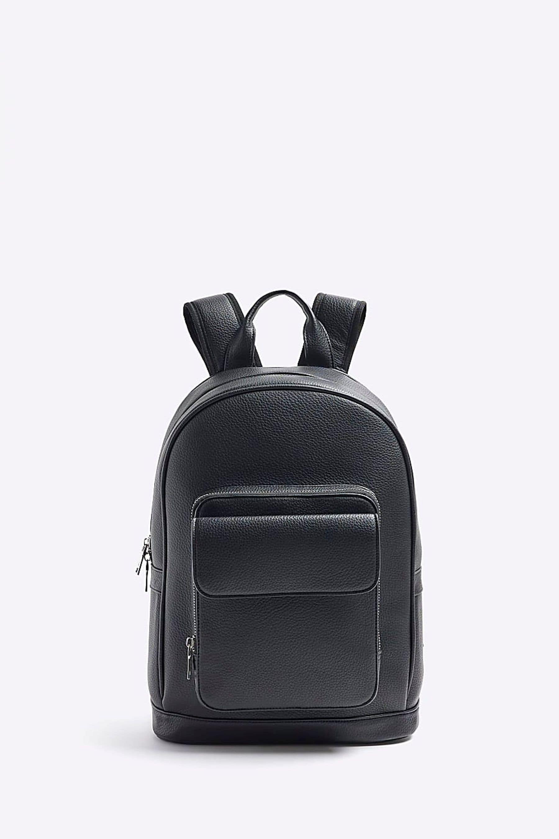 Buy River Island Black Pebbled Front Pocket Backpack from the Next UK online shop