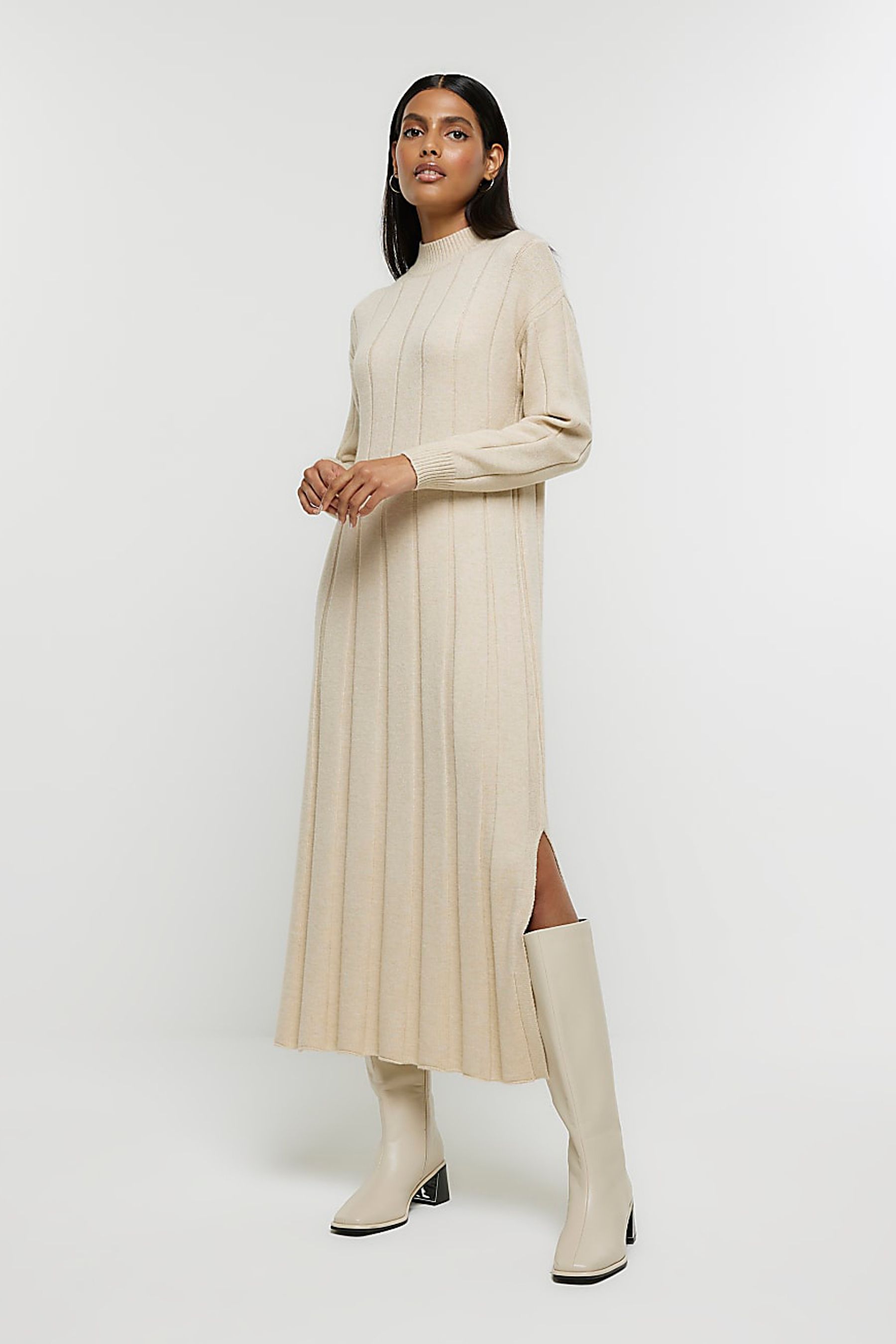 Buy River Island Robe longue en maille a col montant from Next Luxembourg