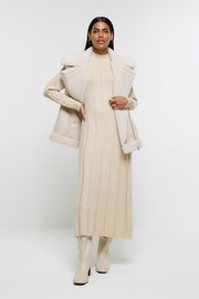 River Island Beige High Neck Knitted Maxi Dress - Image 3 of 6