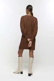 River Island Brown Cable Mini Jumper Dress - Image 2 of 5