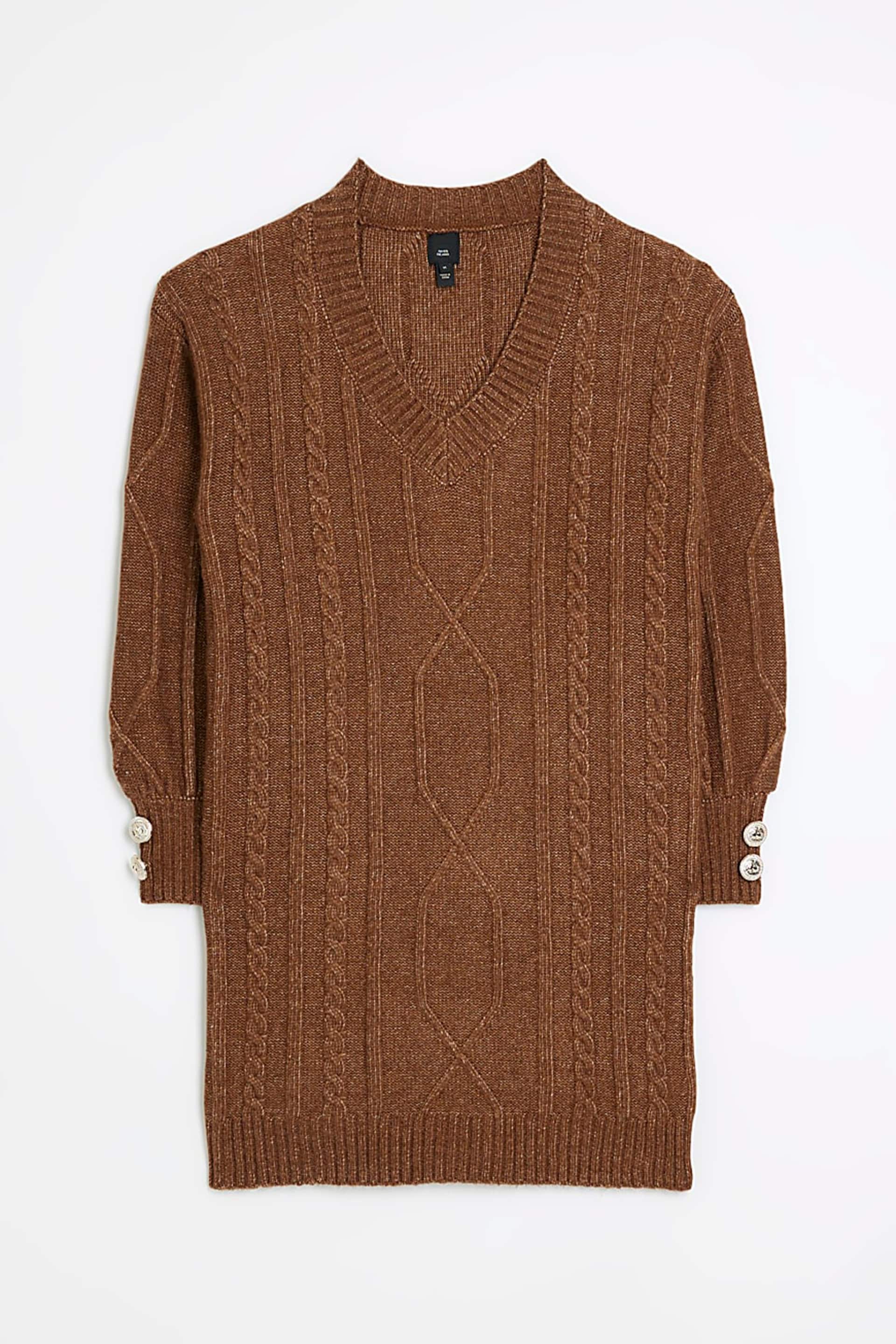 River Island Brown Cable Mini Jumper Dress - Image 5 of 5