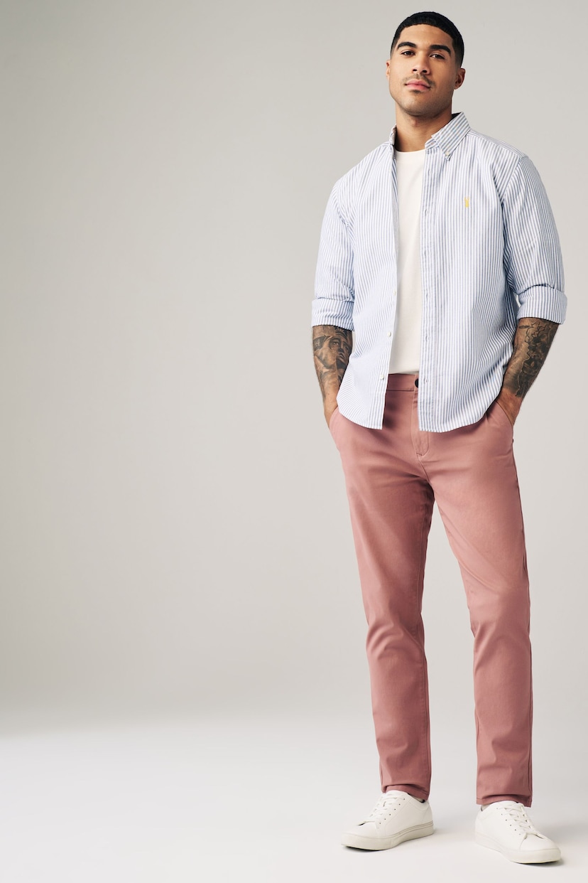 Pink Slim Fit Stretch Chinos Trousers - Image 2 of 10
