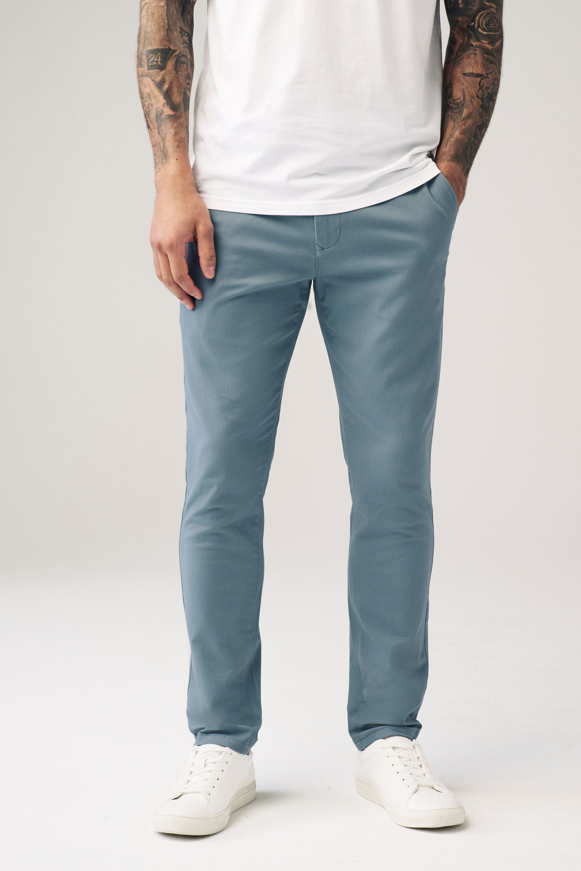 Blue Skinny Fit Stretch Chino Trousers - Image 1 of 9