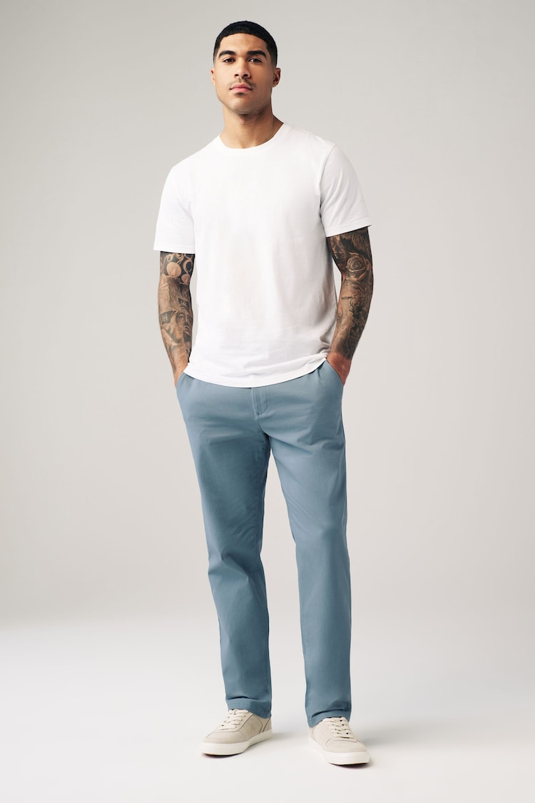 Blue Straight Fit Stretch Chinos Trousers - Image 2 of 11