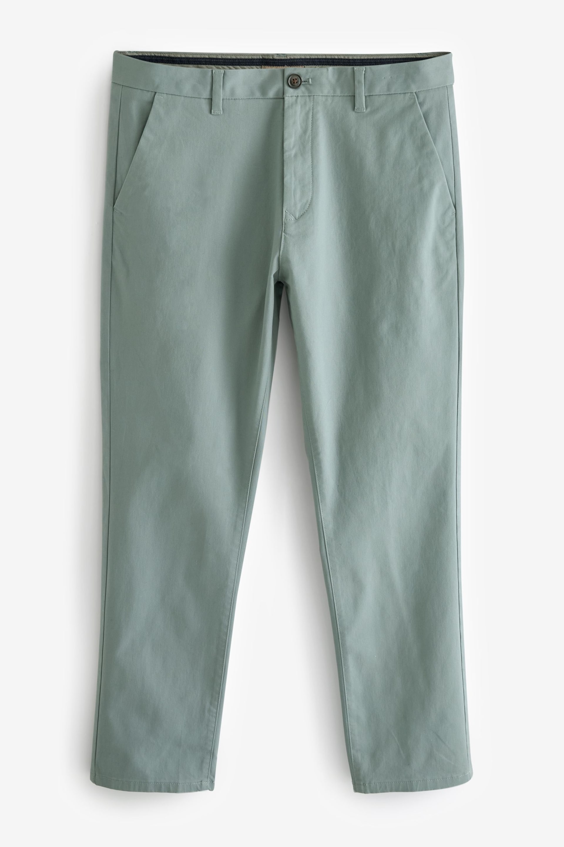 Pale Green Slim Fit Stretch Chinos Trousers - Image 6 of 9