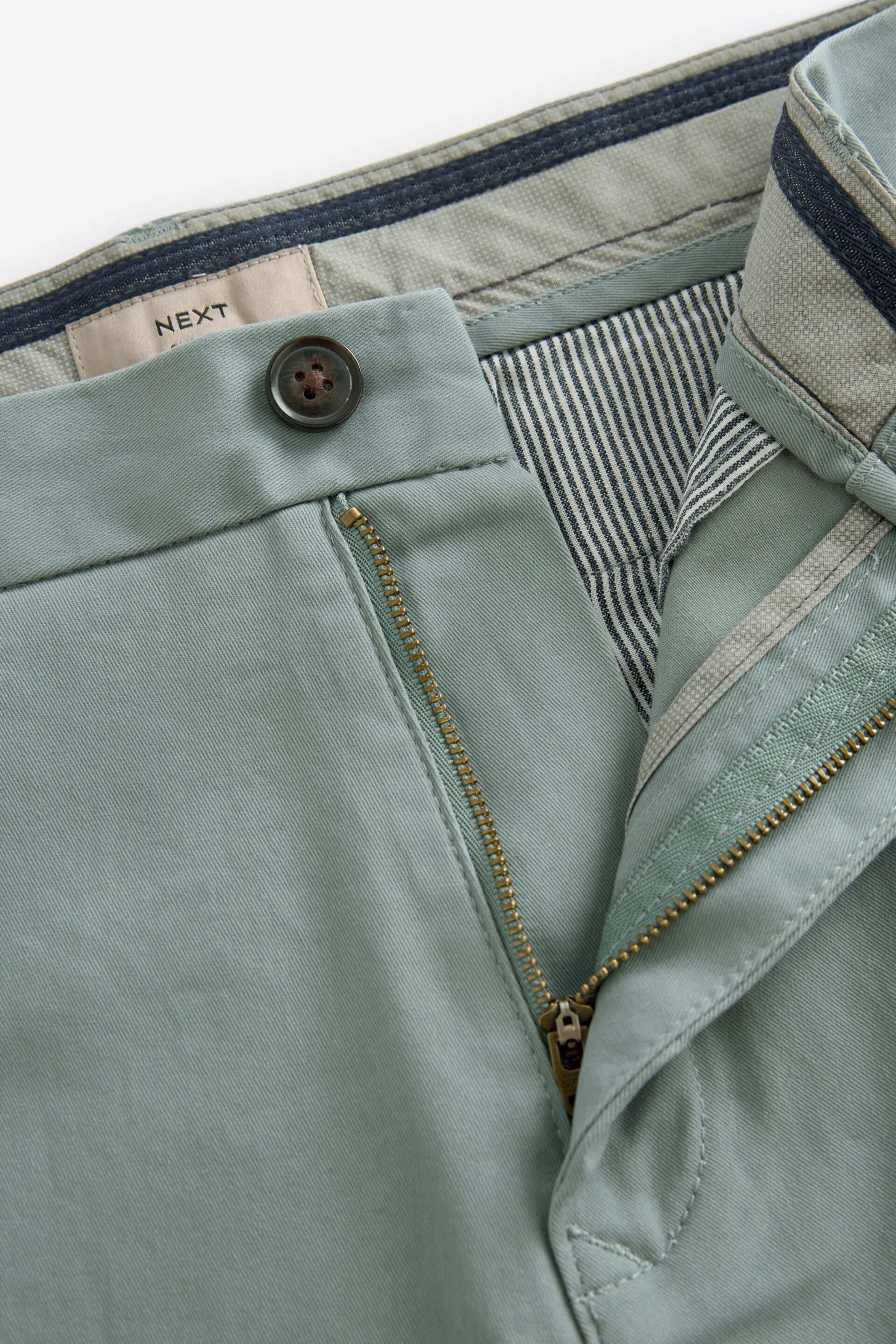 Pale Green Slim Fit Stretch Chinos Trousers - Image 7 of 9