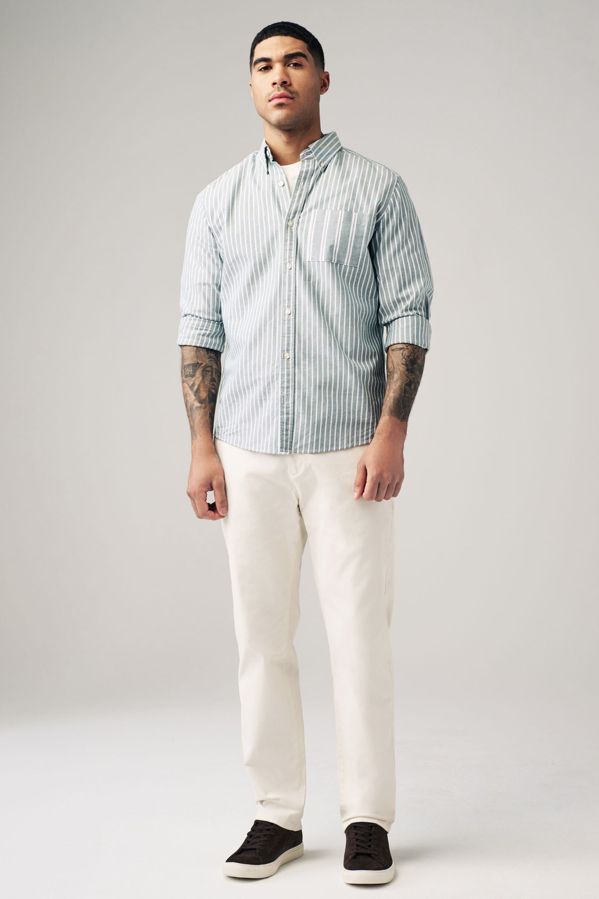 Ecru White Straight Stretch Chino Trousers - Image 2 of 11