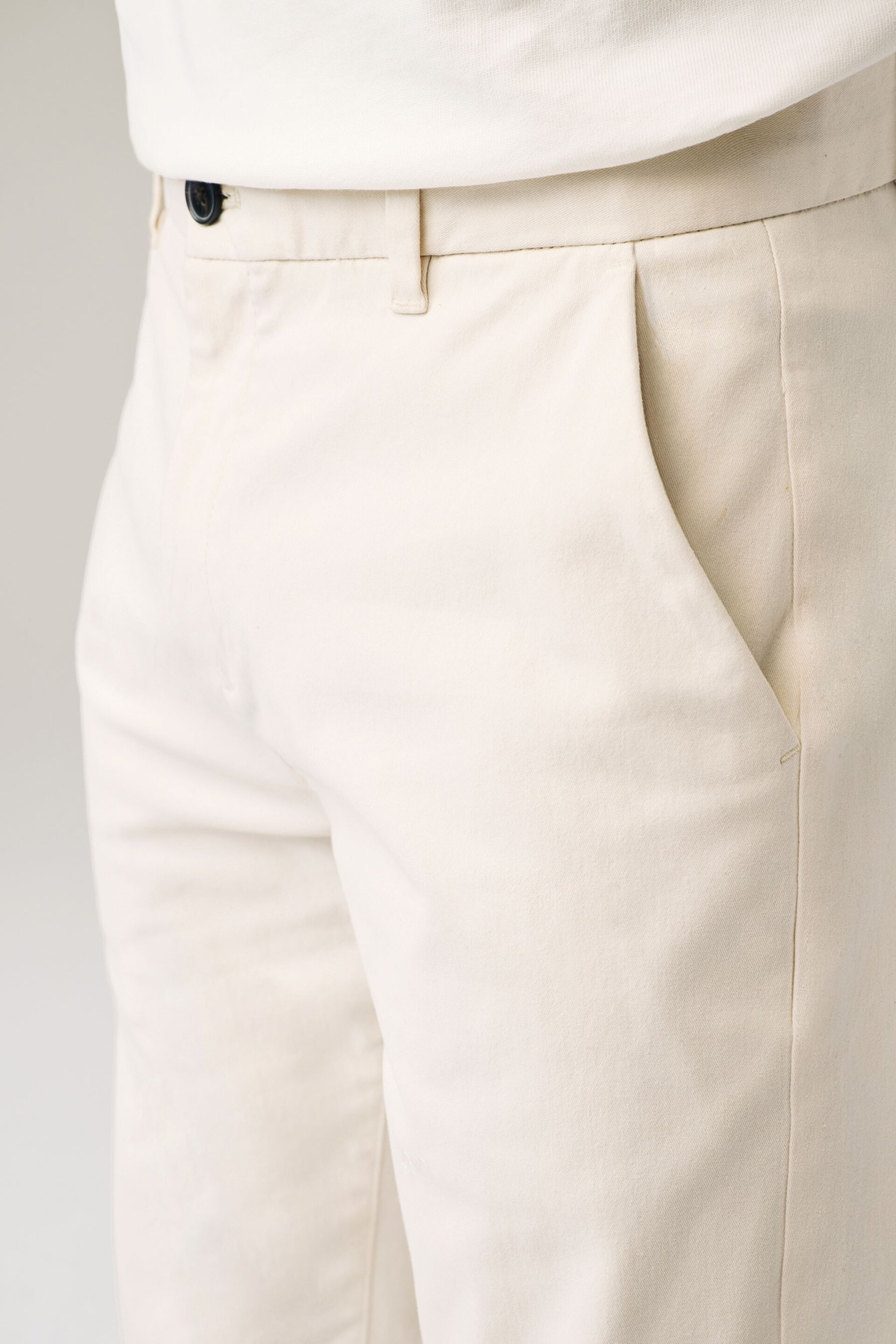 Ecru White Straight Fit Stretch Chino Trousers - Image 6 of 11