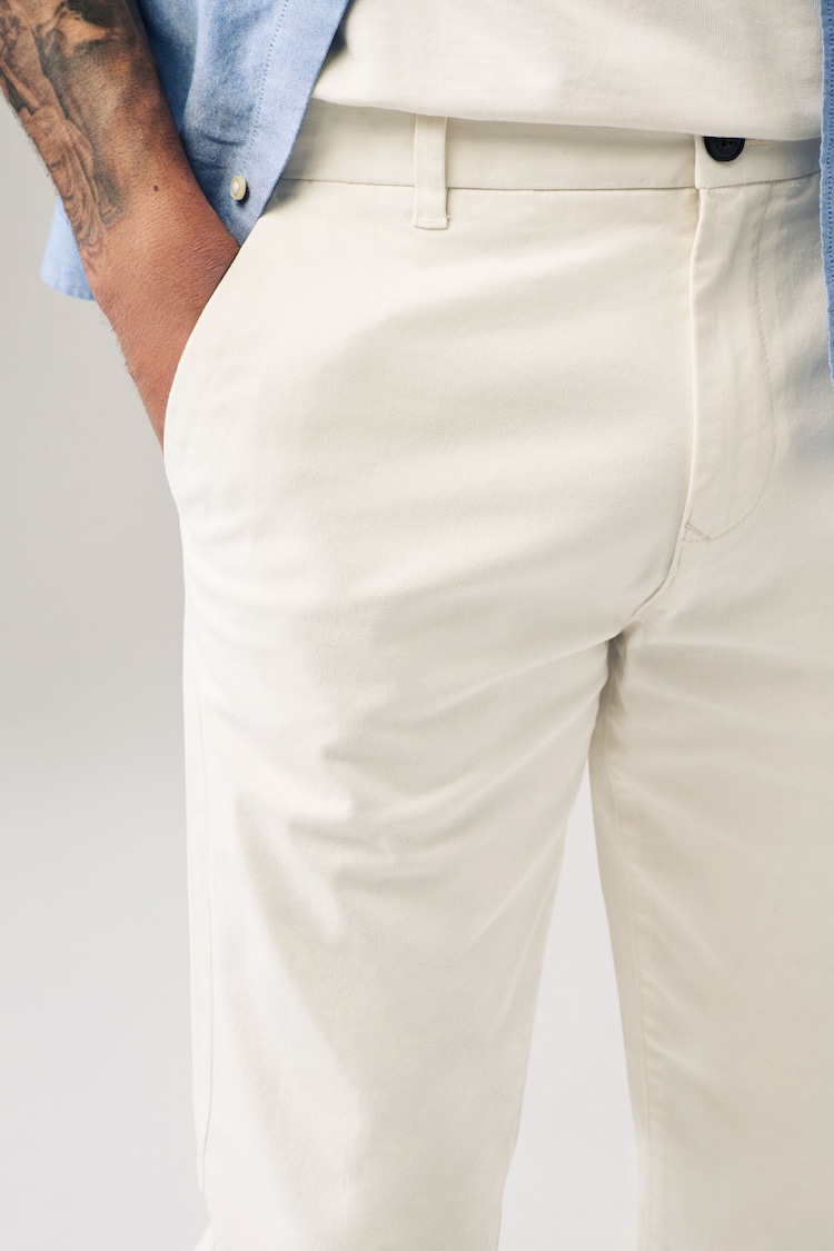 Ecru White Slim Fit Stretch Chinos Trousers - Image 4 of 9