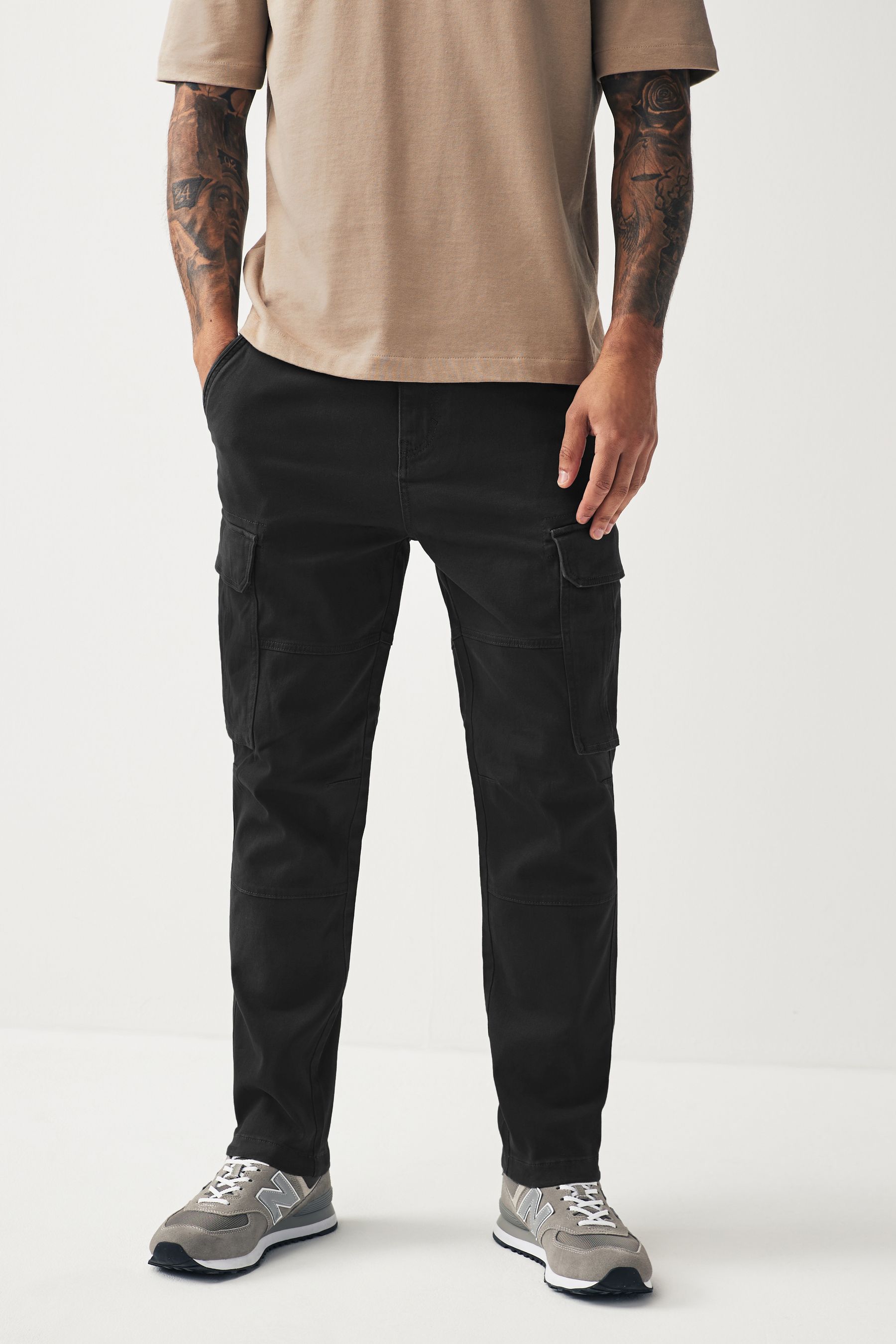 Mens slim fit tapered cargo pants discount