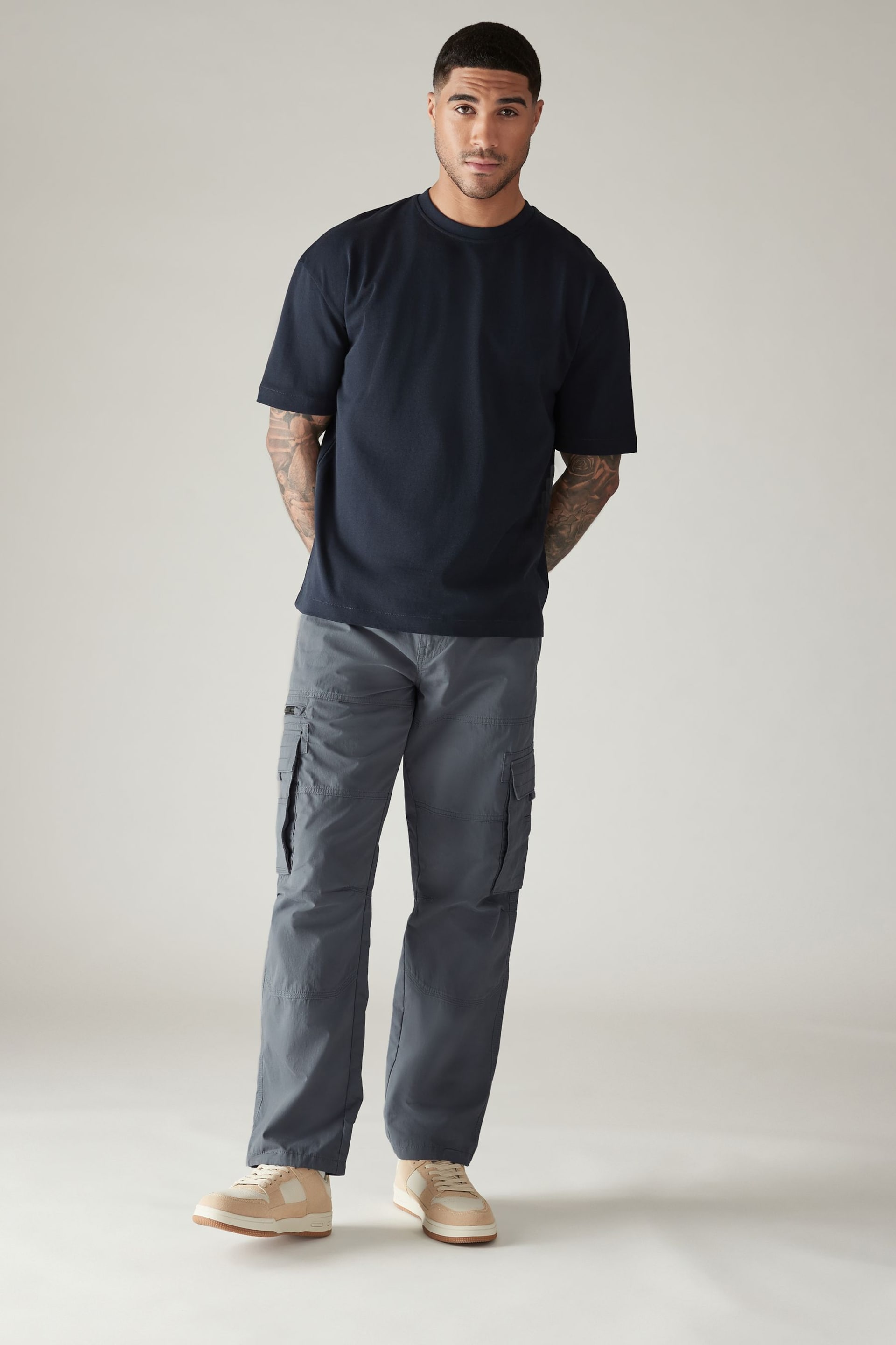 Blue Relaxed Belted Tech Cargo Trousers - Image 2 of 11