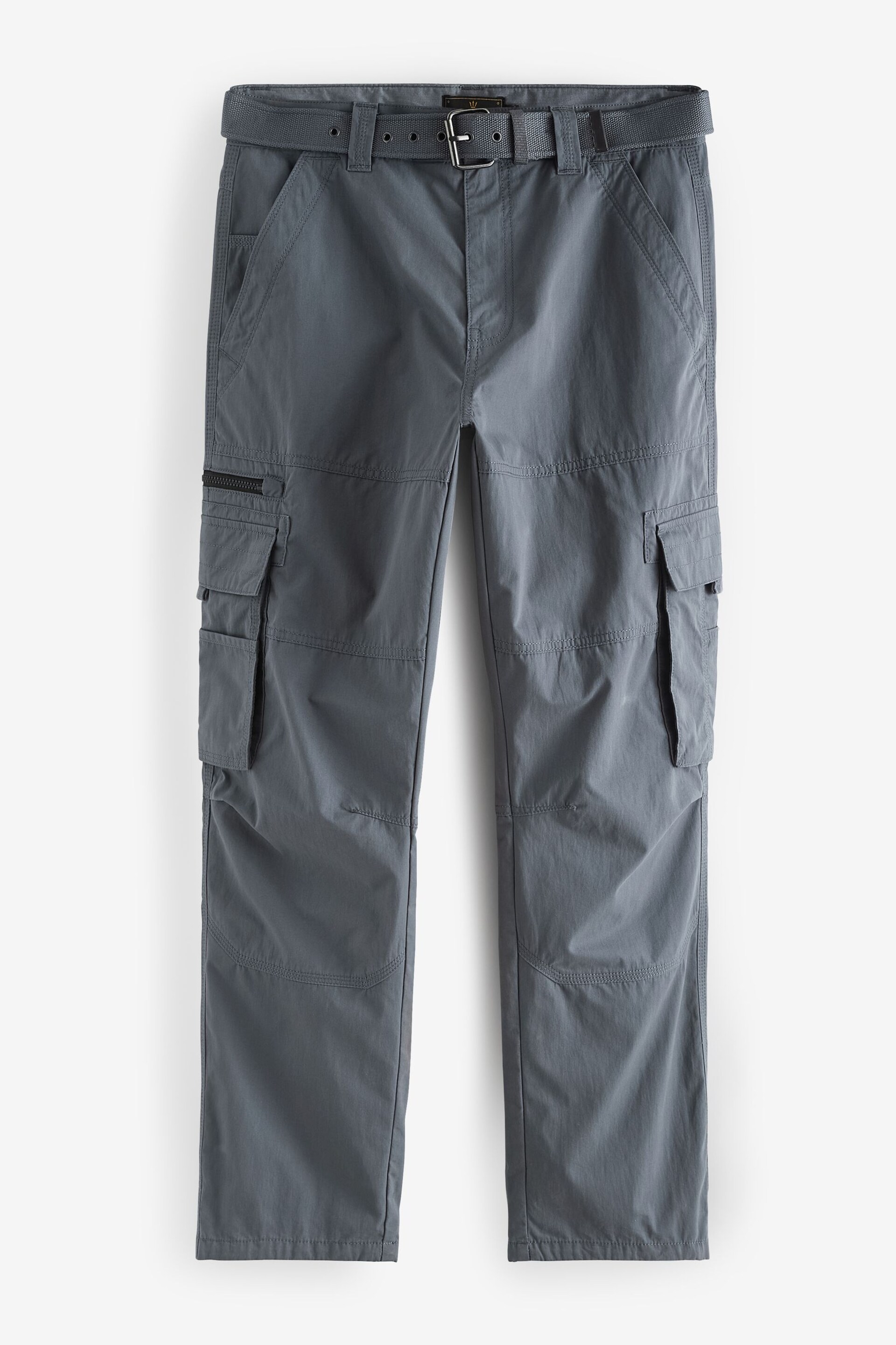 Blue Relaxed Belted Tech Cargo Trousers - Image 7 of 11