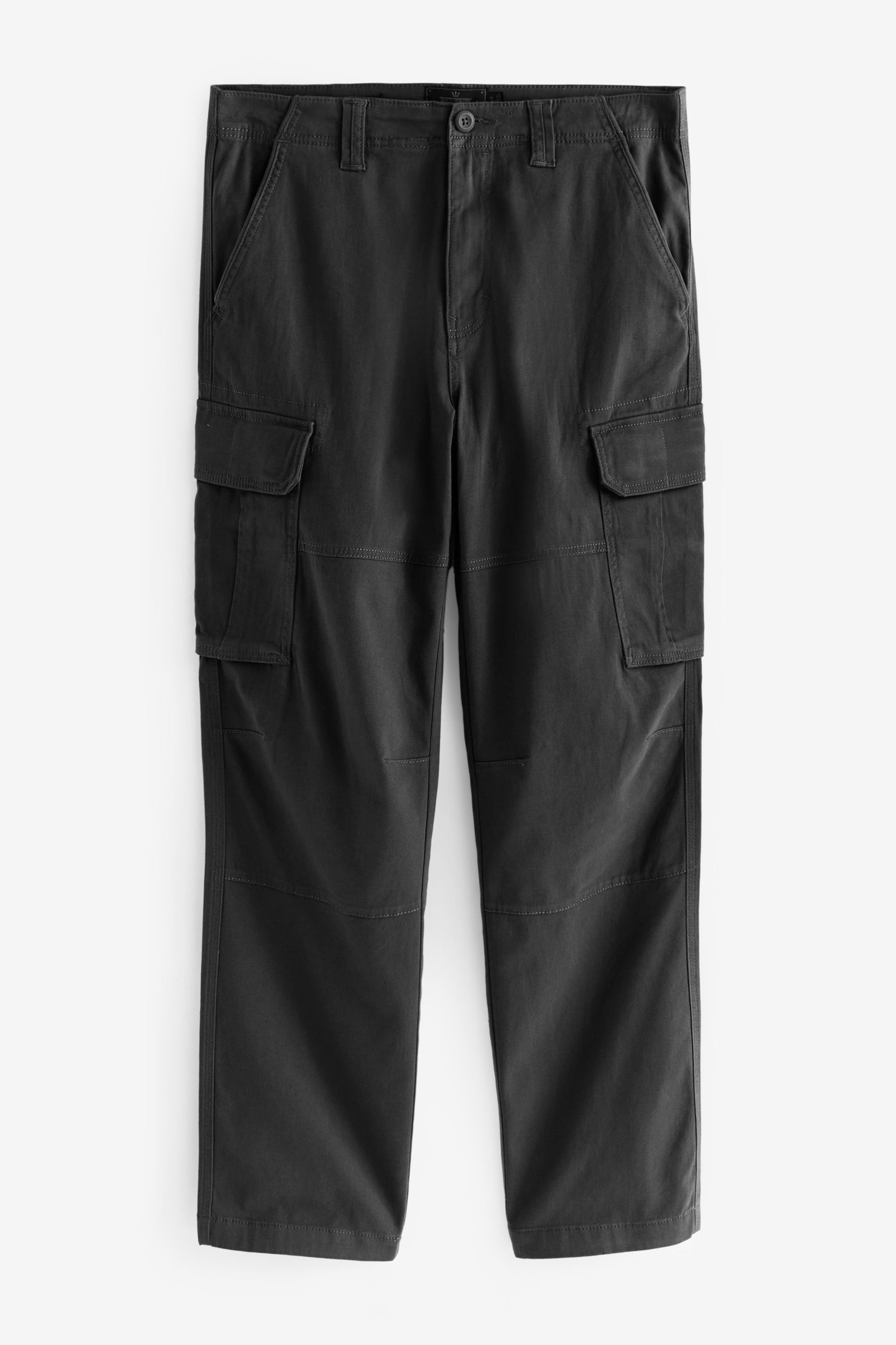 Black/Charcoal Grey Straight Cotton Rich Stretch Cargo Trousers 2 Pack - Image 7 of 13