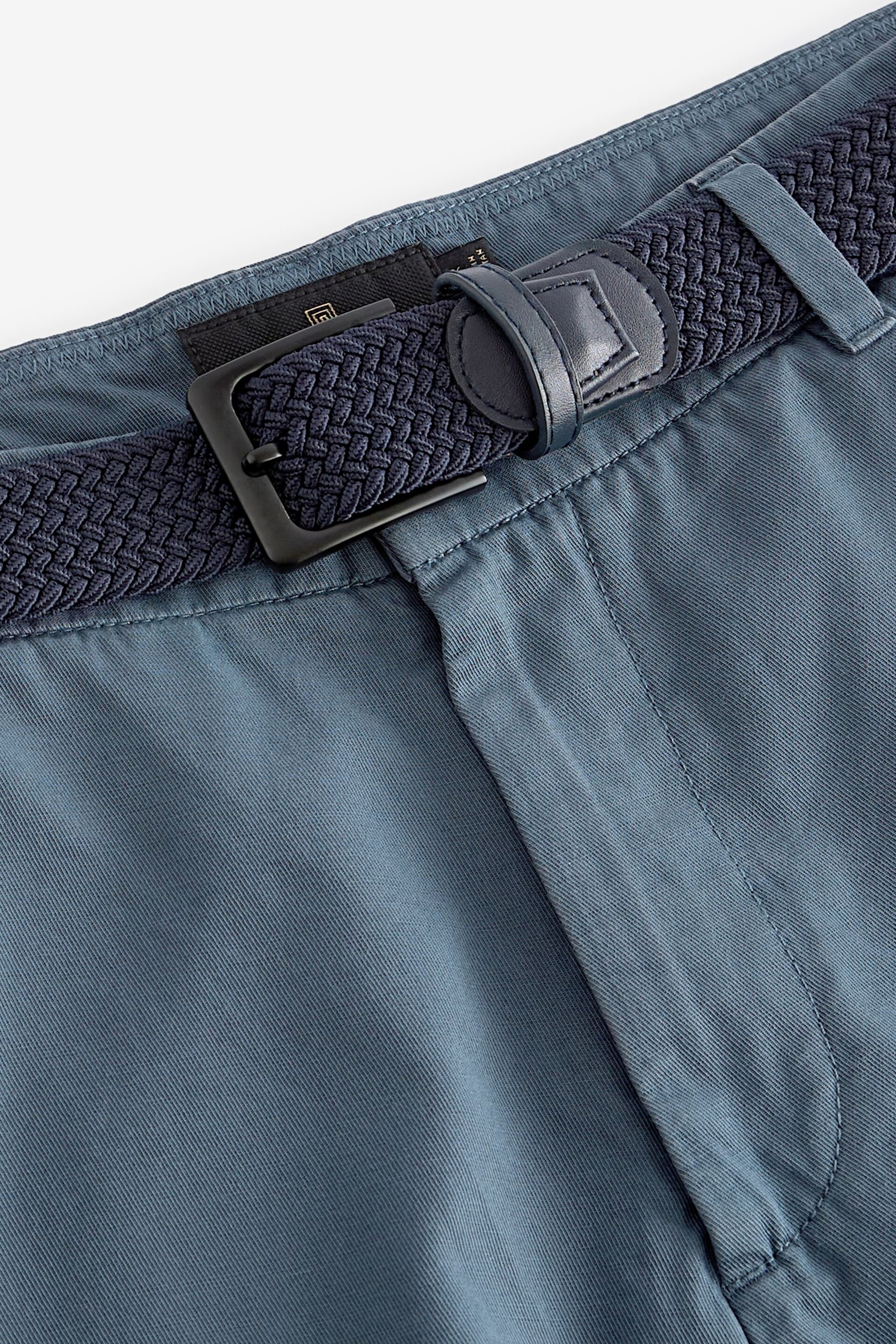 Blue Belted Linen Blend Trousers - Image 10 of 12