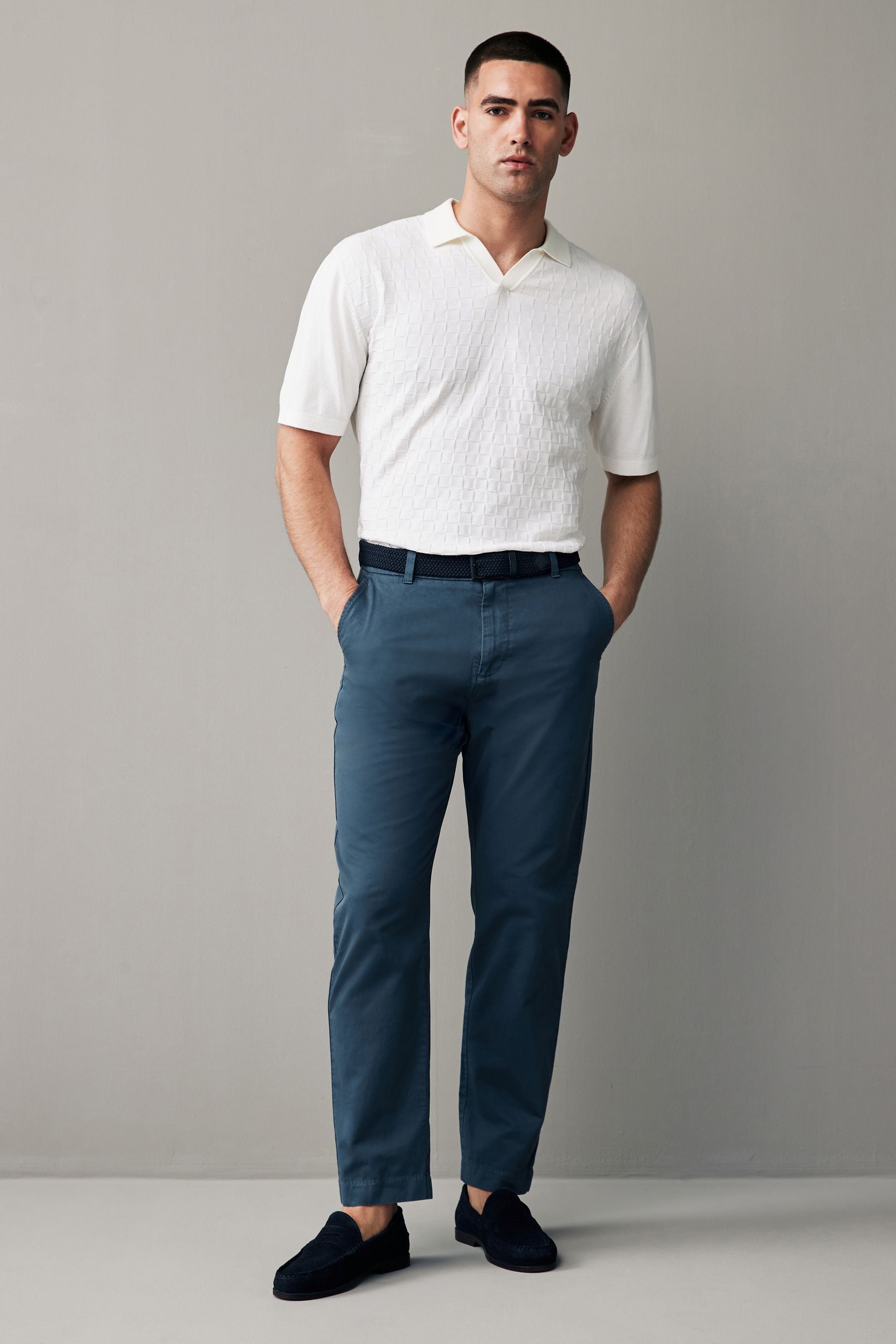 Buy Blue Belted Linen Blend Trousers from Next Luxembourg