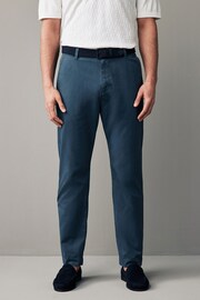 Blue Belted Linen Blend Trousers - Image 3 of 12