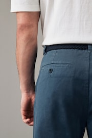 Blue Belted Linen Blend Trousers - Image 6 of 12