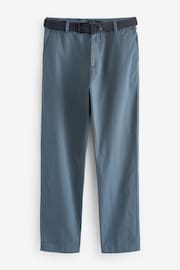 Blue Belted Linen Blend Trousers - Image 9 of 12