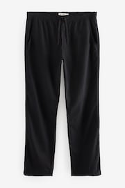 Black Relaxed Fit Linen Cotton Elasticated Drawstring Trousers - Image 6 of 10