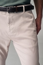 Light Stone Slim Fit Textured Belted Trousers - Image 2 of 11