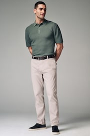 Light Stone Slim Fit Textured Belted Trousers - Image 3 of 11