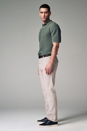 Light Stone Slim Fit Textured Belted Trousers - Image 4 of 11