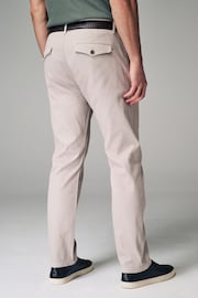 Light Stone Slim Fit Textured Belted Trousers - Image 5 of 11