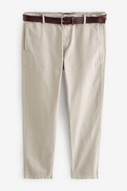 Light Stone Slim Fit Textured Belted Trousers - Image 7 of 11