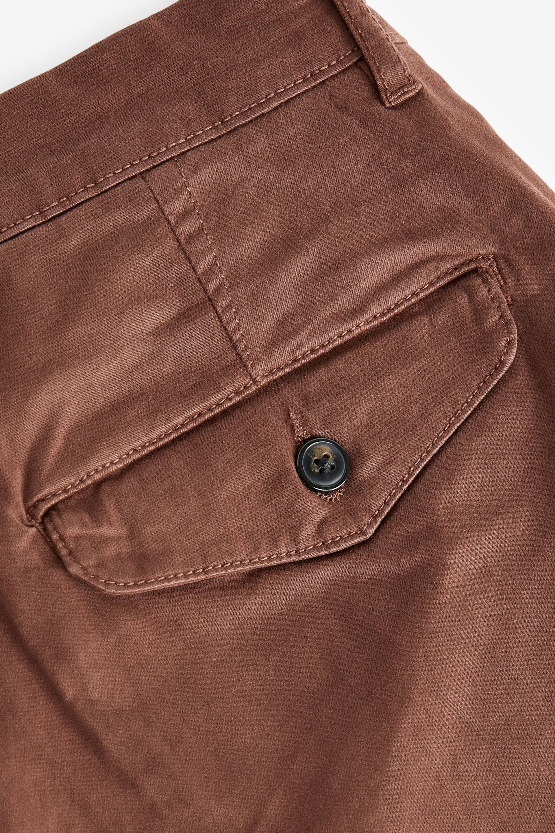 Rust Brown Slim Fit Premium Laundered Stretch Chinos Trousers - Image 6 of 7