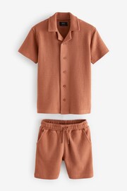 Rust Brown Short Sleeve Shirt and Shorts Set (3-16yrs) - Image 1 of 3