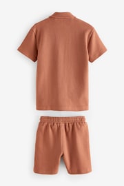 Rust Brown Short Sleeve Shirt and Shorts Set (3-16yrs) - Image 2 of 3