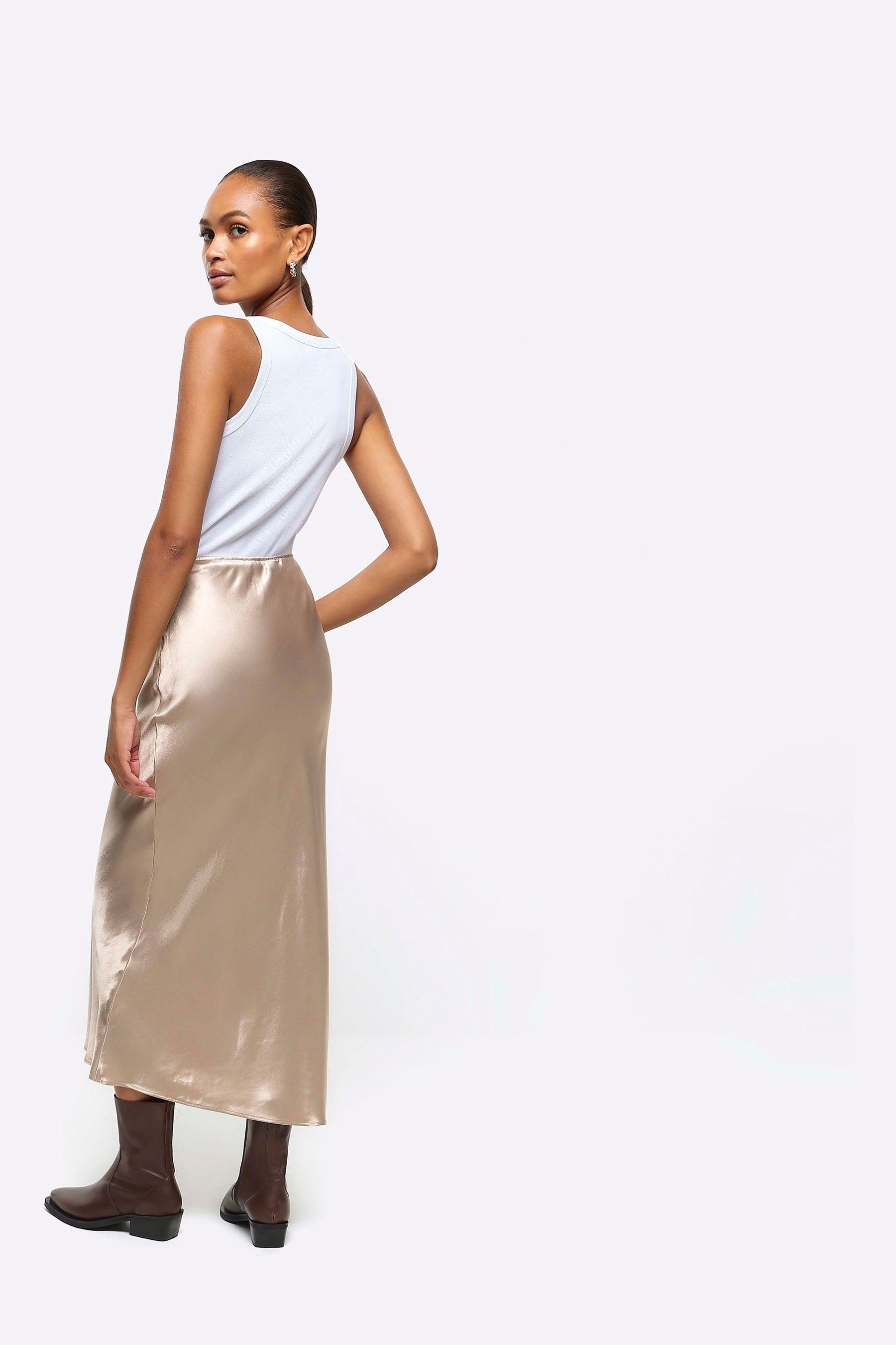 Gold skirt river island shop