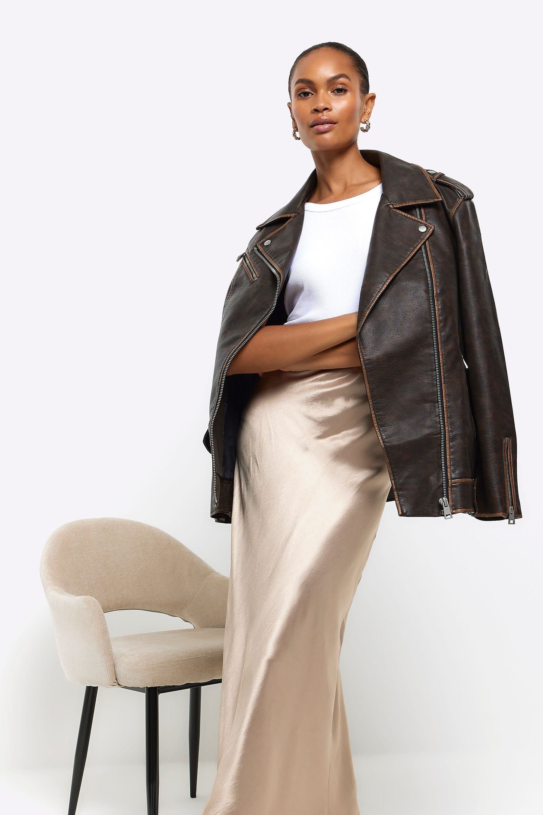 Buy River Island Gold Easy Bias Satin Maxi Skirt from Next Luxembourg