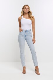 River Island Blue High Rise Slim Straight Non - Stretch Jeans - Image 2 of 7