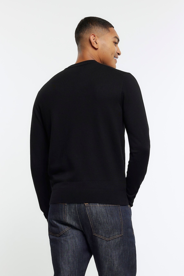 River Island Black 100% Cotton Knitted Crew Neck Jumper - Image 2 of 4