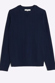 River Island Blue Muscle Fit Ribbed Jumper - Image 5 of 6