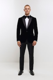 River Island Black Velvet Peak Tuxedo Jacket - Image 3 of 6