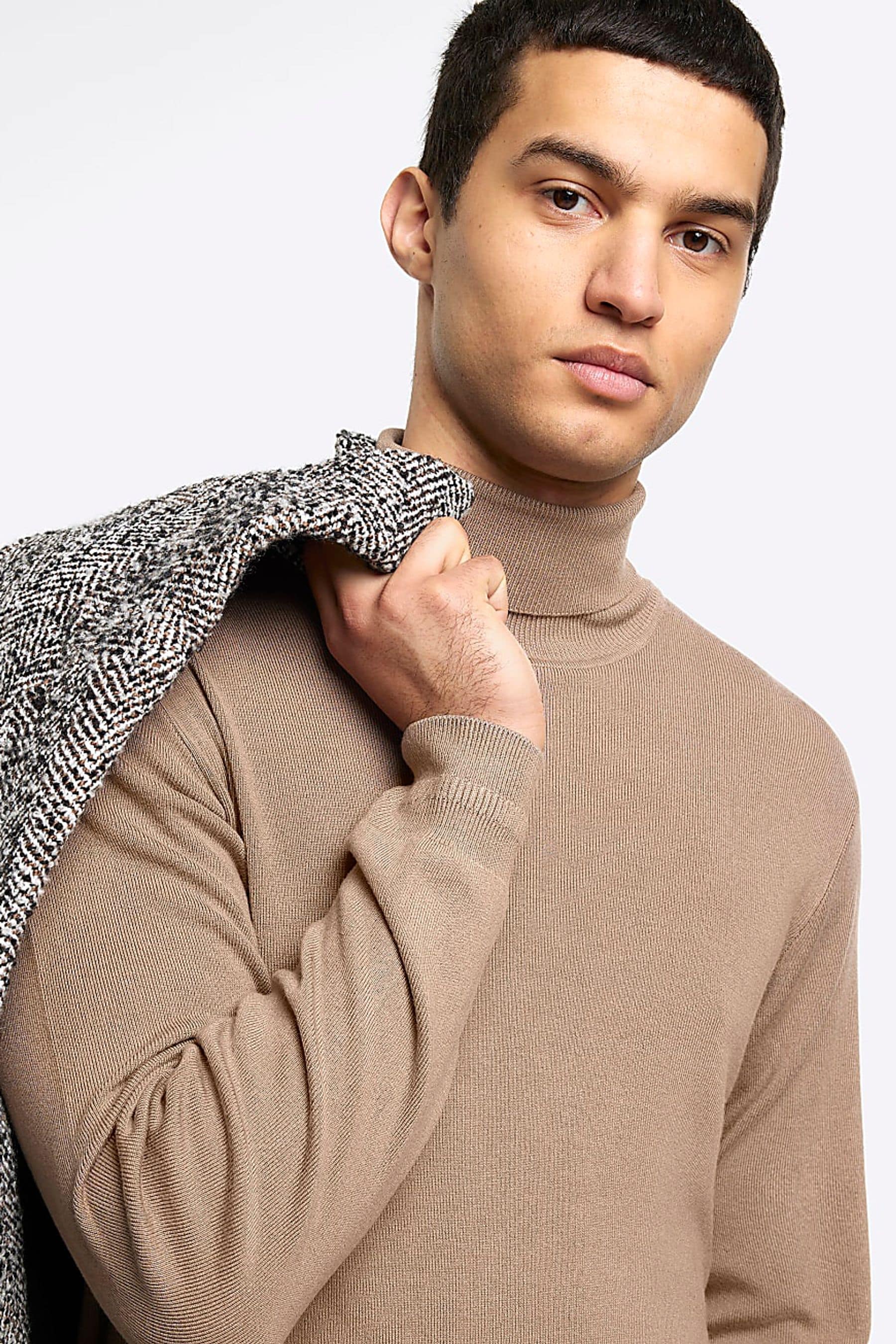 Buy River Island Natural Slim Fit 100 Cotton Roll Neck Jumper from Next Saudi Arabia