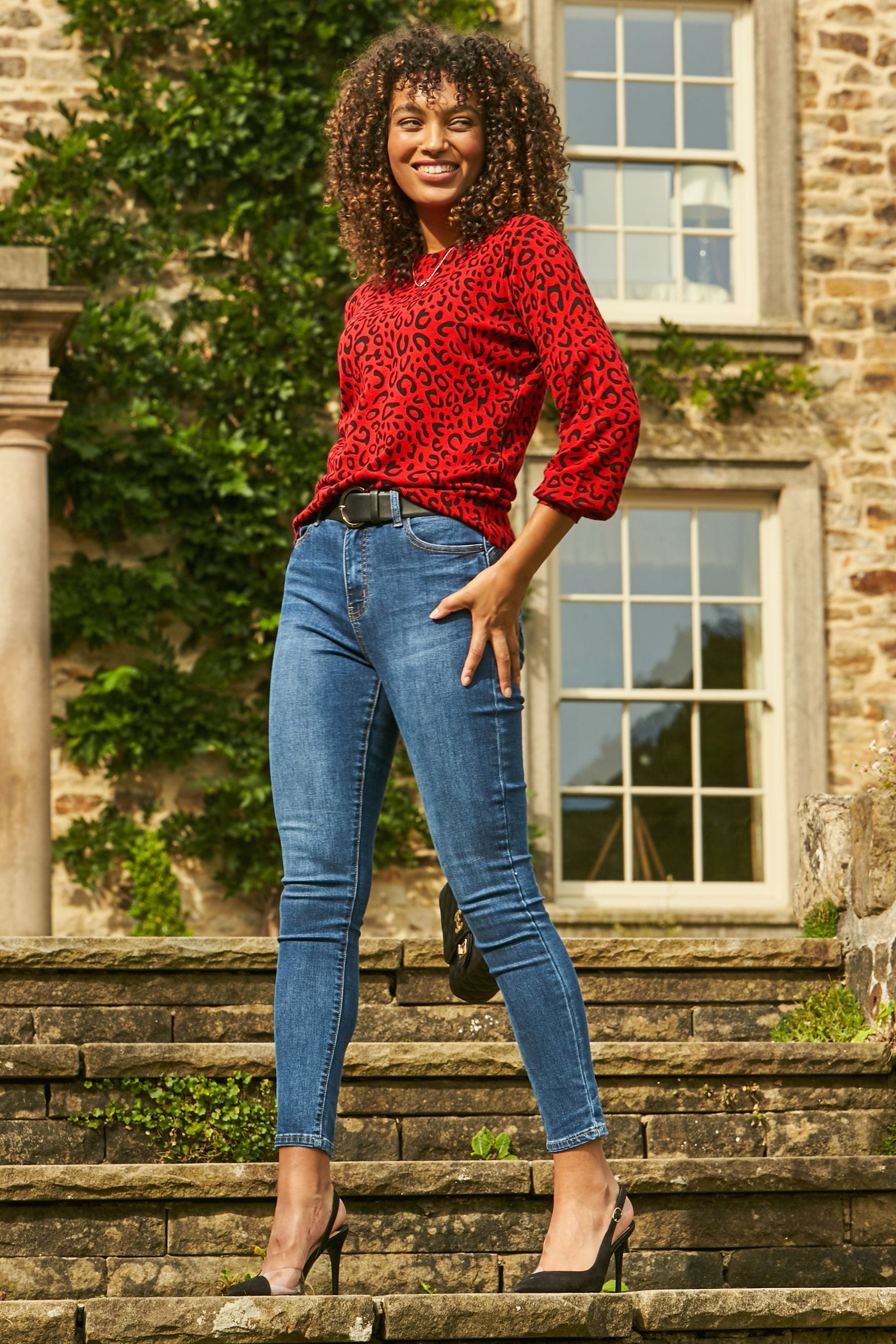 Buy Sosandar Red Leopard Print Relaxed Fit Jumper from the Next UK online shop
