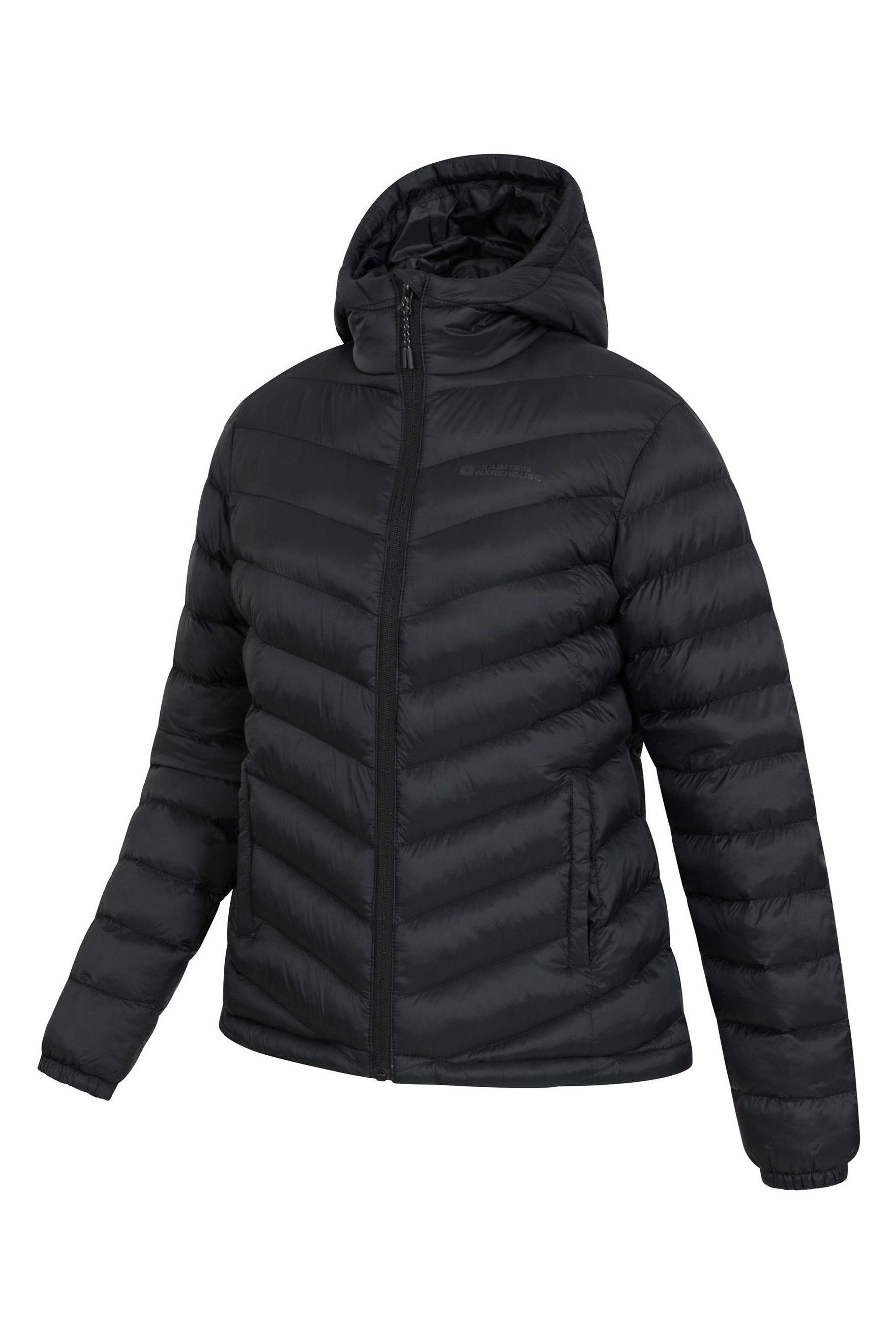 Black padded jacket with hood hotsell