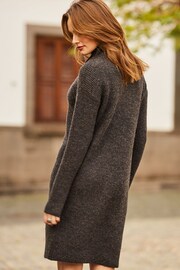 Sosandar Grey Half Zip Knitted Dress - Image 2 of 4