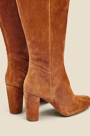 Sosandar Dark Brown Suede Zip Knee High Boots - Image 3 of 3