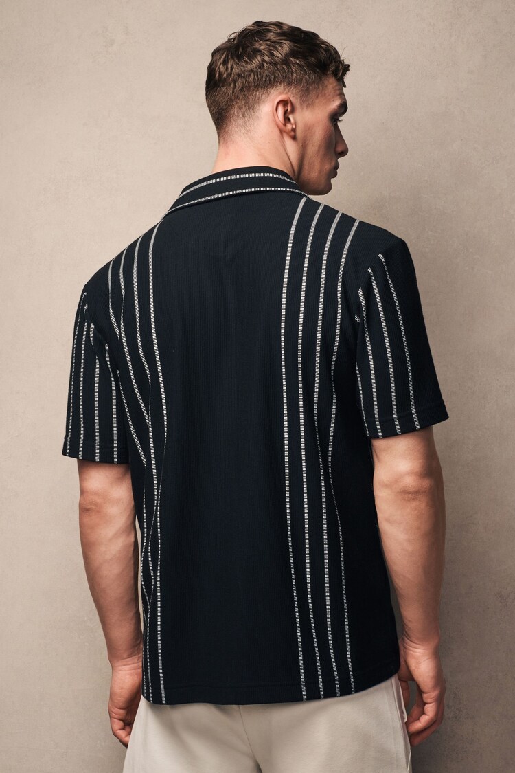 Black Textured Jersey Short Sleeve Shirt - Image 3 of 8