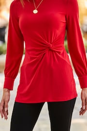 Sosandar Red Twist Front Jersey Top - Image 4 of 5